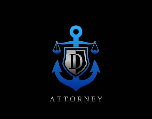 Deniz Hukuku Harfi Logosu Hukuk Firması Şirket Avukat Avukat Logosu — Stok Vektör