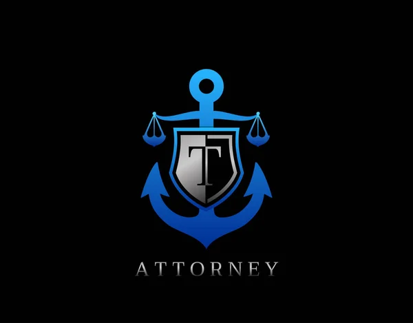 Deniz Hukuku Mektup Logosu Hukuk Firması Şirket Avukat Avukat Logosu — Stok Vektör