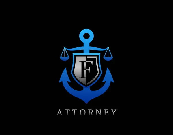 海洋法F手紙のロゴ 法律事務所 弁護士または弁護士事務所のロゴに最適です — ストックベクタ