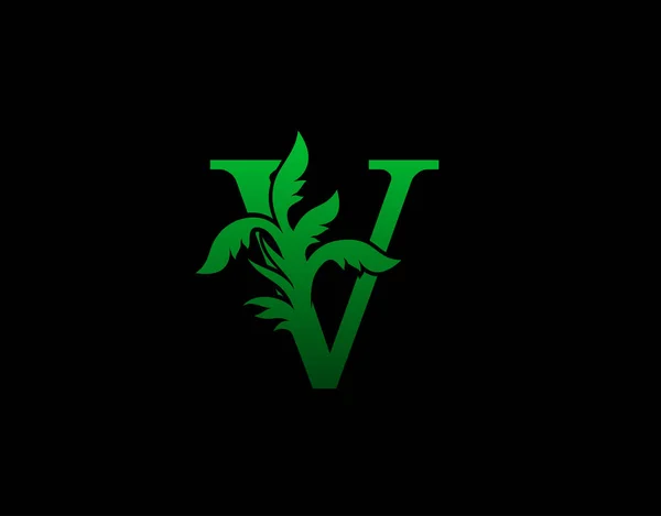Bokstav Logotyp Natur Koncept Abstrakt Grönt Träd Och Blad Symbol — Stock vektor