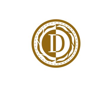 Kraliyet Rozeti D harfi logosu. Güzel bir çiçek süsüyle süslü altın kaligrafi amblemi. Klas Çerçeve Tasarım Vektörü illüstrasyonu.