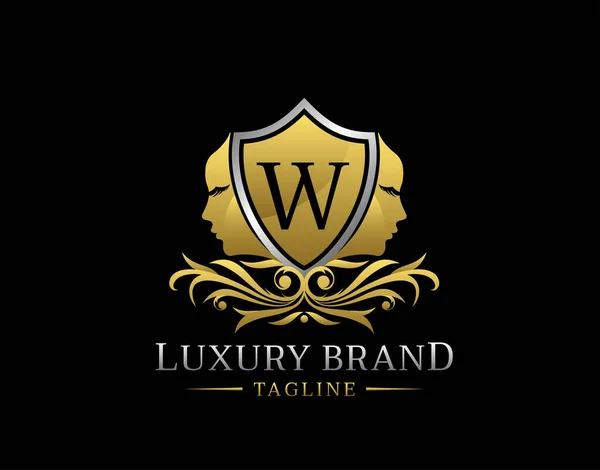 Logo Royal Beauty Con Lettera Elegante Badge Gold Shield Con — Foto Stock