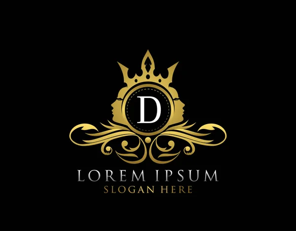Logotipo Beleza Real Com Letra Emblema Floral Ouro Luxo Com — Fotografia de Stock