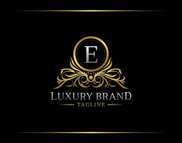 Luxe Boutique Logo Met Brief Elegante Gouden Badge Met Bloemvorm — Stockvector