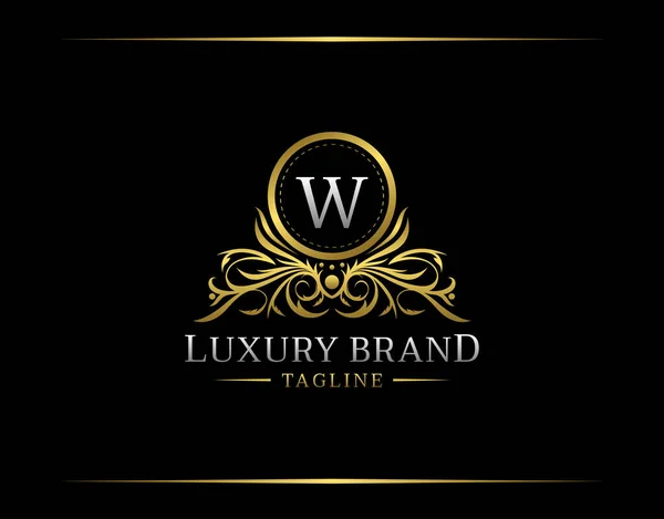 Logo Boutique Lusso Con Lettera Elegante Badge Dorato Con Forma — Vettoriale Stock