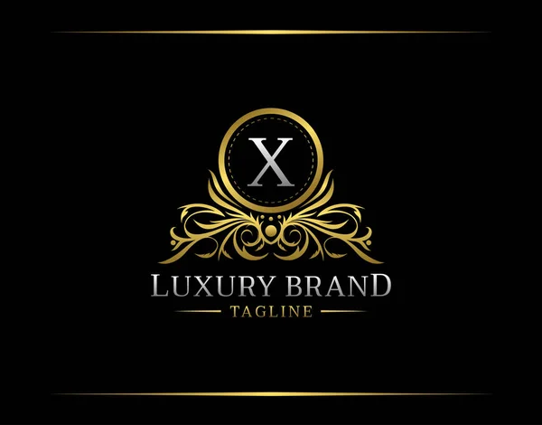 X harfli lüks butik logosu. Zarif Altın Rozet Salon, kaplıca, kozmetik, Butik, Mücevher.