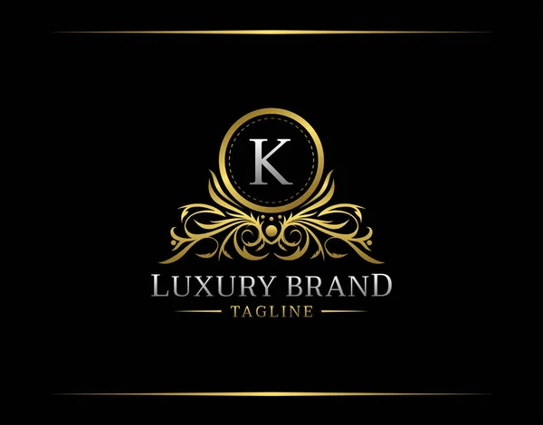 Logotipo Boutique Lujo Con Letra Elegante Insignia Dorada Con Forma — Vector de stock