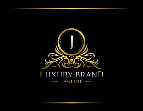 豪华精品Logo与J字母 精美的金章 花形完美的沙龙 化妆品 — 图库矢量图片