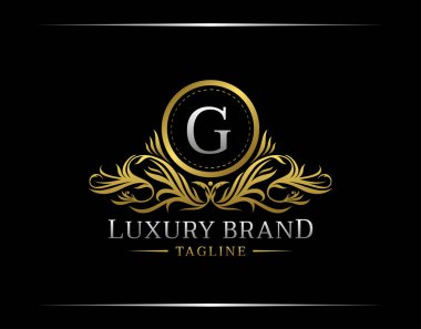Lüks Altın Harf Logosu Restoran, Kraliyet, Butik, Cafe, Otel, Heraldic, Mücevher, Moda ve diğer vektör çizimleri için mükemmel bir şablon.