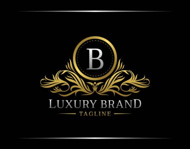 Loxury Gold B Mektup Logosu Restoran, Kraliyet, Butik, Cafe, Otel, Heraldic, Mücevher, Moda ve diğer vektör çizimleri için mükemmel bir şablon.