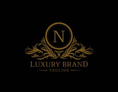 Klasik Monogram N Harfi Logosu Restoran, Kraliyet, Butik, Cafe, Otel, Heraldic, Mücevher, Moda ve diğer vektör çizimleri için mükemmel bir şablon.