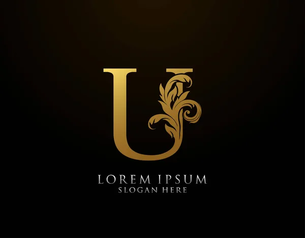 Clásico Icono Letra Logotipo Las Artes Del Alfabeto Oro Lujo — Vector de stock
