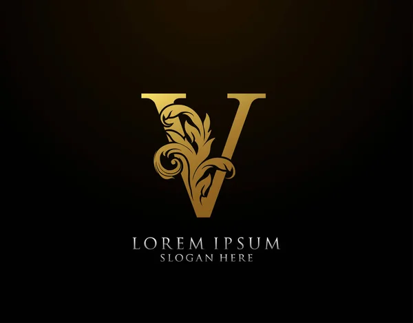 Icono Clásico Carta Logotipo Las Artes Del Alfabeto Oro Lujo — Vector de stock
