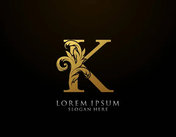 Klasické Písmeno Ikona Luxusní Logo Zlaté Abecedy Ročník Kreslený Znak — Stockový vektor