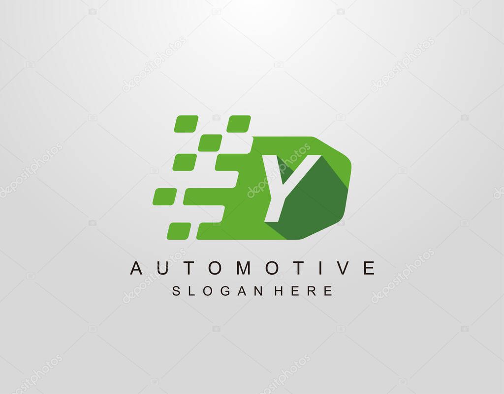 Letter Y With Abstract Racing Flag Logo Design. Automotive Icon Template.