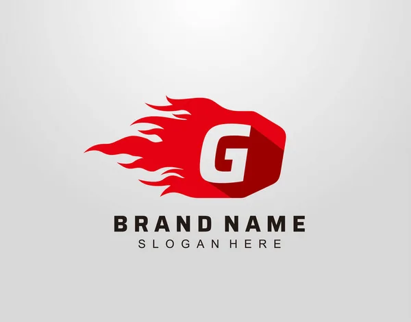 Abstraktní Horký Oheň Plamen Písmeno Logo Design — Stockový vektor