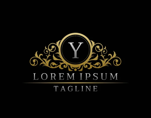 Luxury Boutique Letter Monogram Logo Вінтажний Золотий Значок Елегантним Орнаментом — стоковий вектор