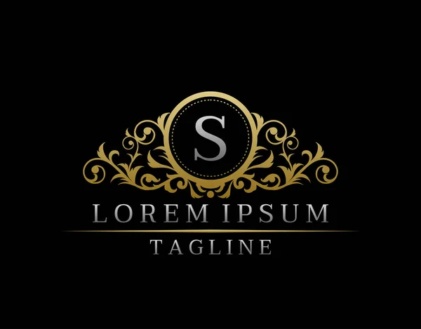 Luxury Boutique Letter Monogram Logo Вінтажний Золотий Значок Елегантним Орнаментом — стоковий вектор