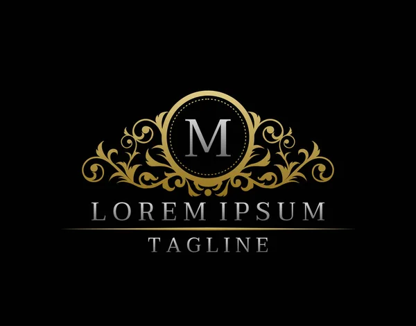 Luxury Boutique Letter Monogram Logo Elegant Gold Badge Classy Floral — стоковий вектор