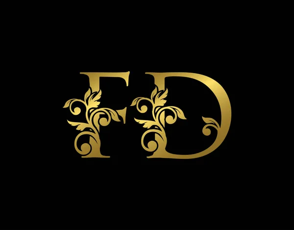 Guld Och Luxury Letter Logo Ikon Graciös Kunglig Stil Lyxig — Stock vektor