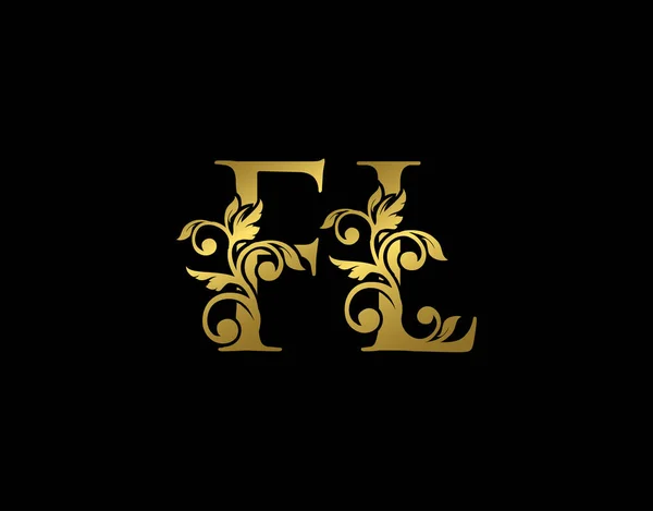 Luxe Lettre Logo Icône Style Royal Gracieux Luxe Alphabet Doré — Image vectorielle