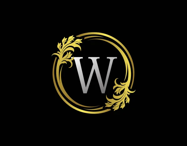 Luxury Circle Letter Квітковий Логотип Королівська Золота Вихор Векторна Ікона — стоковий вектор