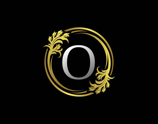 Luxe Cirkel Letter Floral Logo Royal Gold Wervelvectoricoon — Stockvector