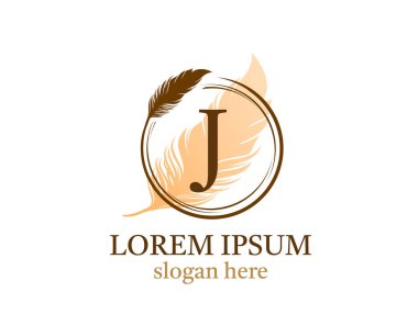 J harfi simge tasarımı, vektör tasarımı konsept çember tüyü ile ilk lüks iş, firma, hukuk servisi, noter, butik ve daha fazla marka kimliği için harf.