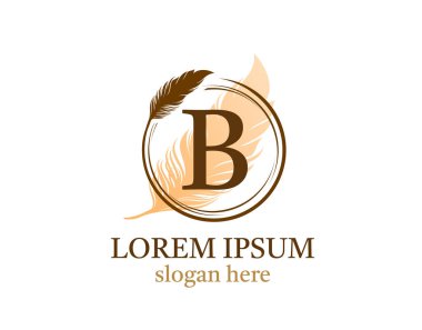 Tüylü harf B simgesi tasarımı, vektör tasarım konsept çember tüyü ilk lüks iş, firma, hukuk servisi, noter, butik ve daha fazla marka kimliği için harf içeren.