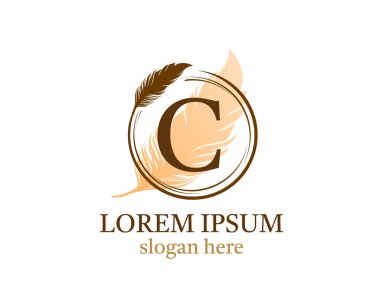 C harfi simge tasarımı, vektör tasarımı konsept çember tüyü ile ilk lüks iş, firma, hukuk servisi, noter, butik ve daha fazla marka kimliği için harf.