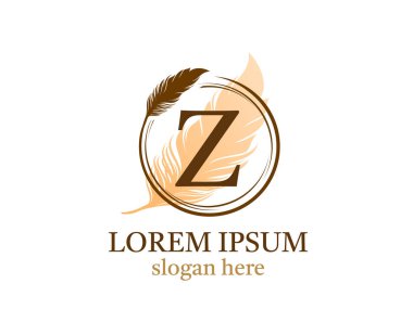 Tüy harfi Z simgesi tasarımı, vektör tasarım konsept çember tüyü ilk lüks iş, firma, hukuk servisi, noter, butik ve daha fazla marka kimliği için harf ile.