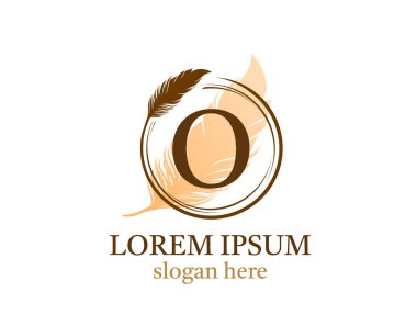 Tüylü harf O simge tasarımı, vektör tasarım konsept çember tüyü ilk lüks iş, firma, hukuk servisi, noter, butik ve daha fazla marka kimliği için harf ile.