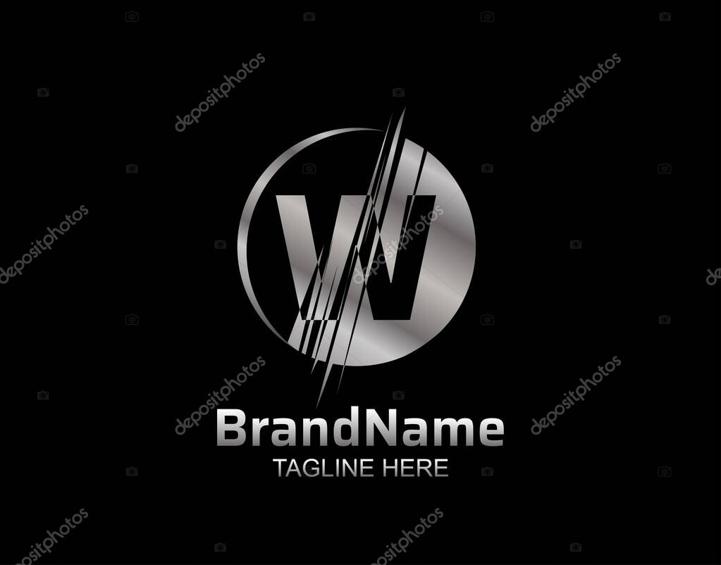 Letter W Metal Disc Icon Design. This logo is suitable for factory, industrial, technology, website, digital, mechanic, wheel.