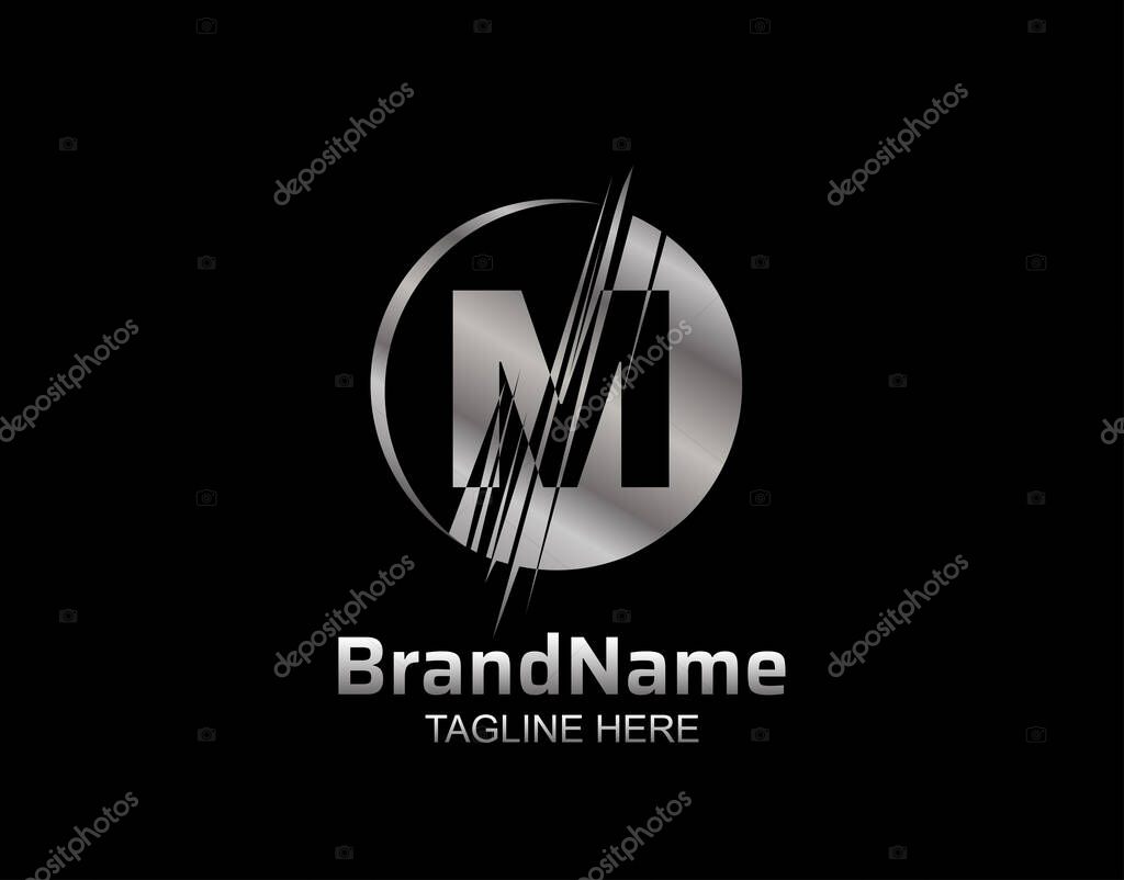Letter M Metal Disc Icon Design. This logo is perfect for industrial factory, automotive, technology, website, digital, mechanic, wheel.