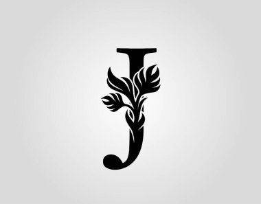 İlk harf J lüks güzellik süs logo vektör şablonunu serpiyor.