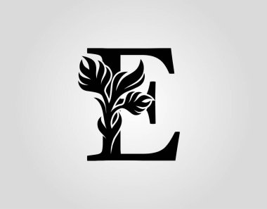 İlk harf E lüks güzellik logo vektör şablonunu serpiyor.