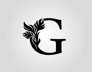 İlk harf G lüks güzellik süs logo vektör şablonunu serpiyor.