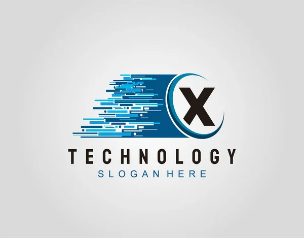 Motion Speed Line Techno Letter Logo Vector Design — Stockový vektor