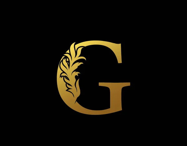 Klassischer Buchstabe Icon Luxury Gold Alphabet Arts Logo Vintage Alphabetisches — Stockvektor