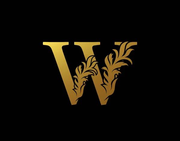 经典字母W Icon 华丽的金色字母艺术标志 书籍设计 品牌名称 精品店 公证处 酒店的复古字母图标 — 图库矢量图片