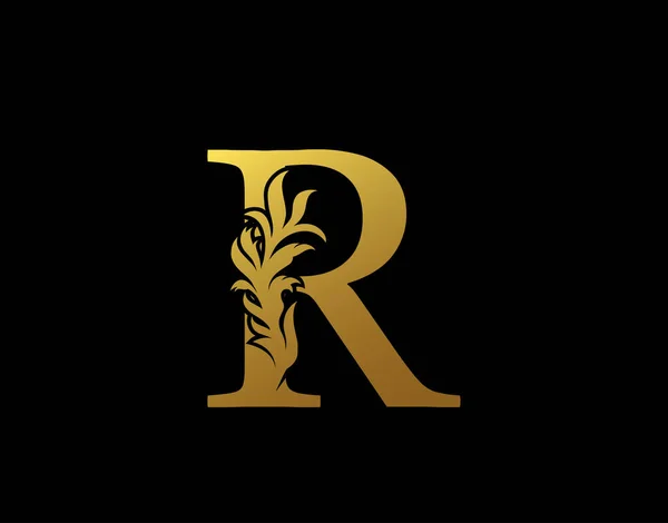 Klasyczna Ikona Literatury Luksusowe Złote Logo Sztuki Alfabetu Vintage Alfabetyczna — Wektor stockowy
