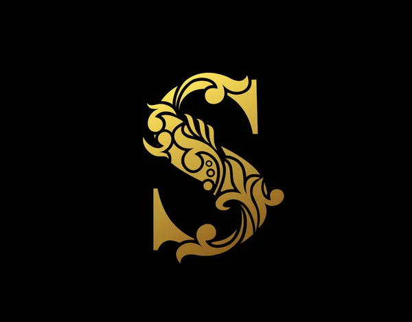 Golden Elegant Letter Graaceful Ornate Style Caligráfico Belo Logotipo Emblema — Vetor de Stock