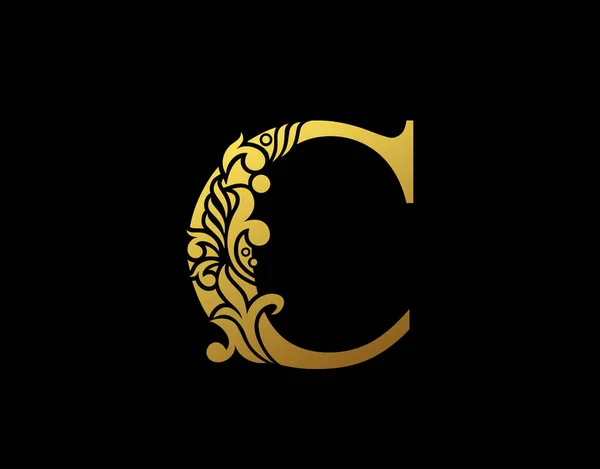 Golden Elegant Letter Graaceful Ornate Style Caligráfico Belo Logotipo Emblema — Vetor de Stock