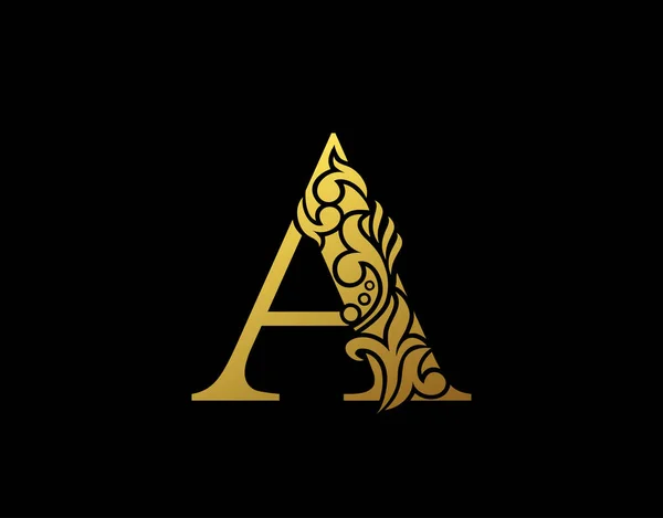 Zlaté Elegantní Písmeno Půvabný Zdobený Styl Krásné Kaligrafické Logo Ročník — Stockový vektor