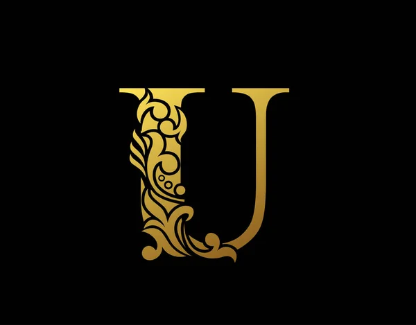 Золотий Елегантний Лист Стиль Граціозного Орнату Калліграфічний Гарний Логотип Вінтаж — стоковий вектор
