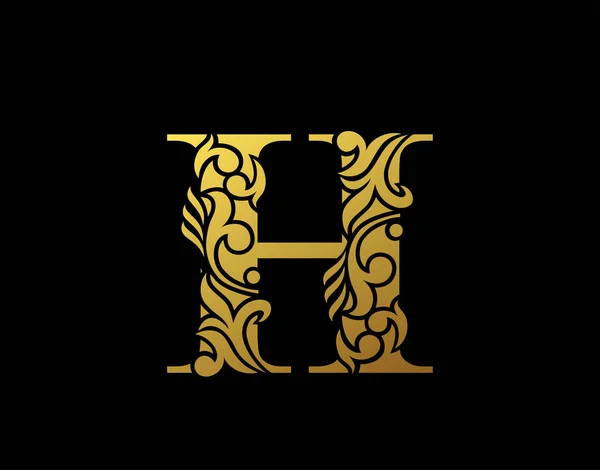 Altın Zarafet Harfi Zarif Süsleme Stili Güzel Kaligrafik Logo Kitap — Stok Vektör