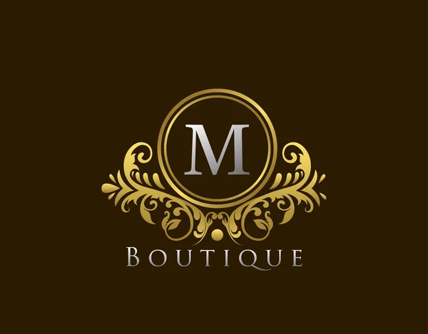 Logotipo Lujo Boutique Letra Vintage Golden Badge Vector Diseño — Archivo Imágenes Vectoriales