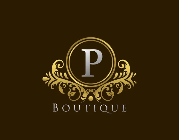 Logo Luxury Boutique Letter Vintage Golden Badge Design Vettoriale — Vettoriale Stock