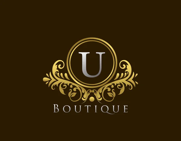 Luxe Boutique Letter Logo Vintage Gouden Badge Ontwerp Vector — Stockvector