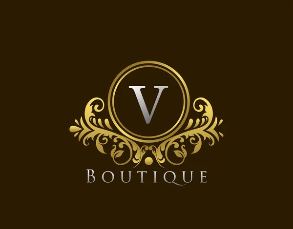 Logotipo Lujo Boutique Letra Vintage Golden Badge Vector Diseño — Archivo Imágenes Vectoriales